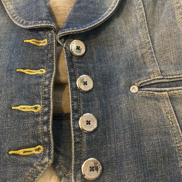 Denim Contrast Stitch Detail Button Through Vest - Picture 6 of 6